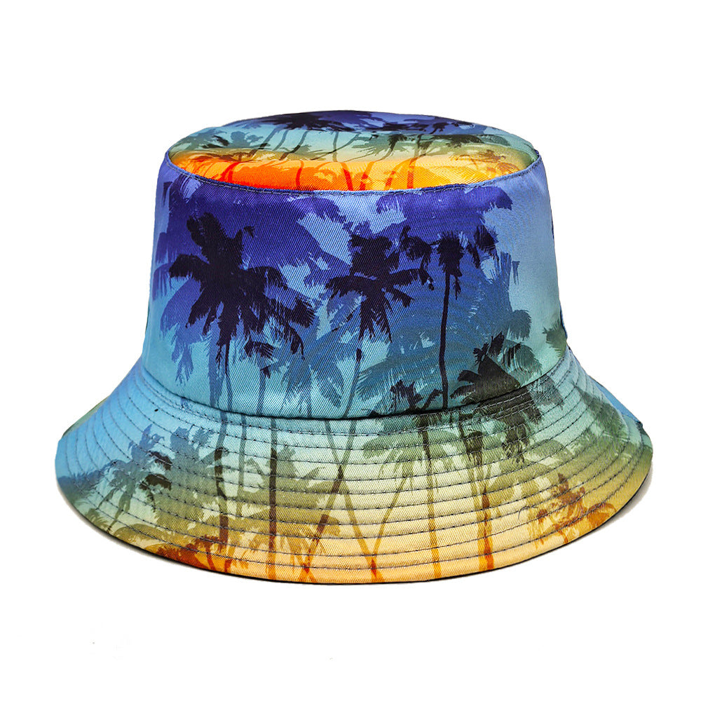 Wholesale Coconut Tree Pattern Bucket Hat Beach Hat